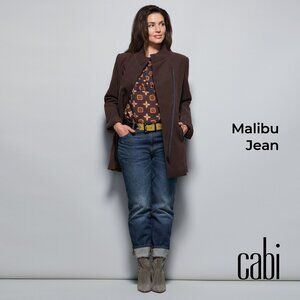 CAbi Malibu Boyfriend Jeans — Dark Blue Distressed Sz 8 EUC
